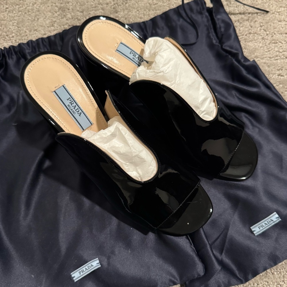 prada cut out chunky heeled mule sandal